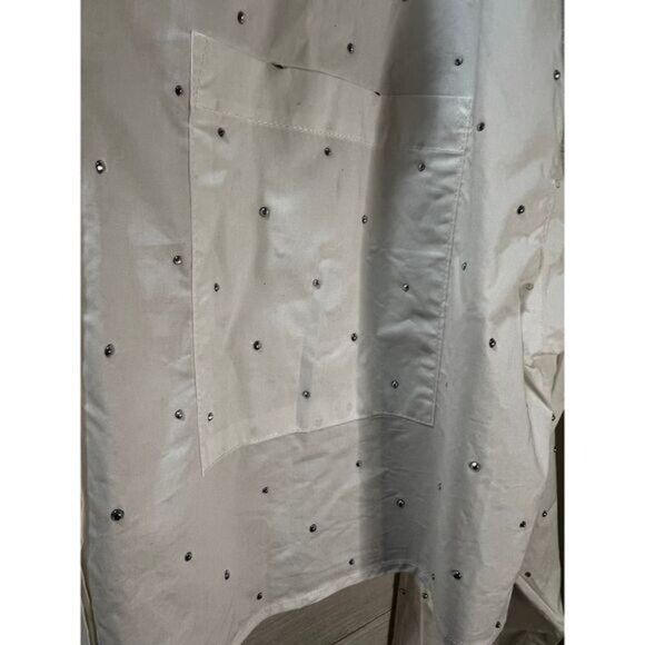 NWT Forever 21 Embellished White Crop‎ Shirt Large - Picture 3 of 6
